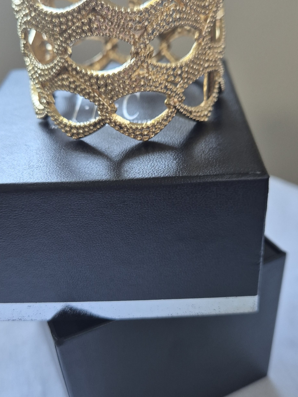 INC International Concepts Gold Crystal Lattice Statement Bracelet - Picture 3 of 6